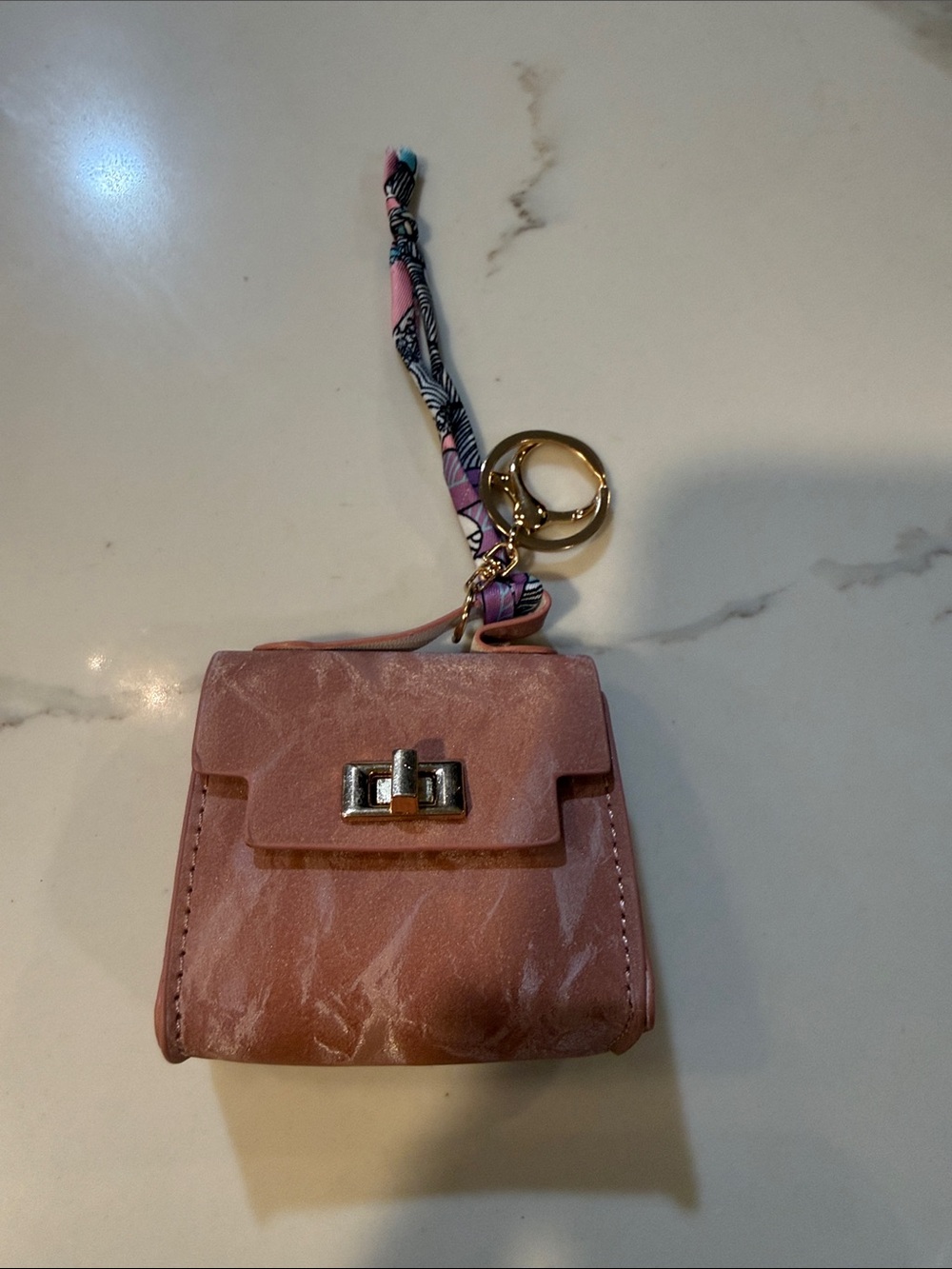 Pink Mini Bag Keychain/charm with Gold Hardware